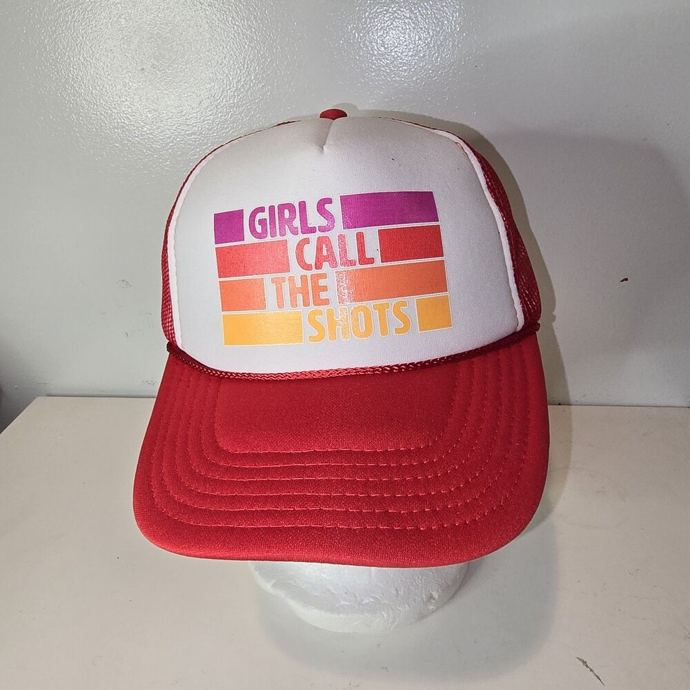 Vintage Style Hat Girls Call The Shots Trucker Cap Mesh Snapback Red Otto New